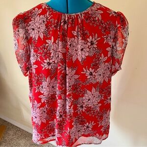 Vince Camuto Floral Red Top